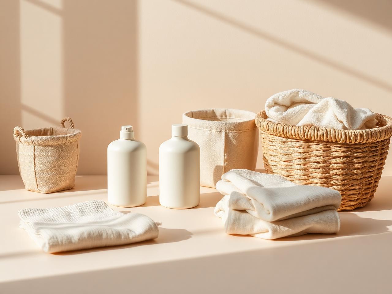 TidyGem cleaning and storage essentials in cream tones